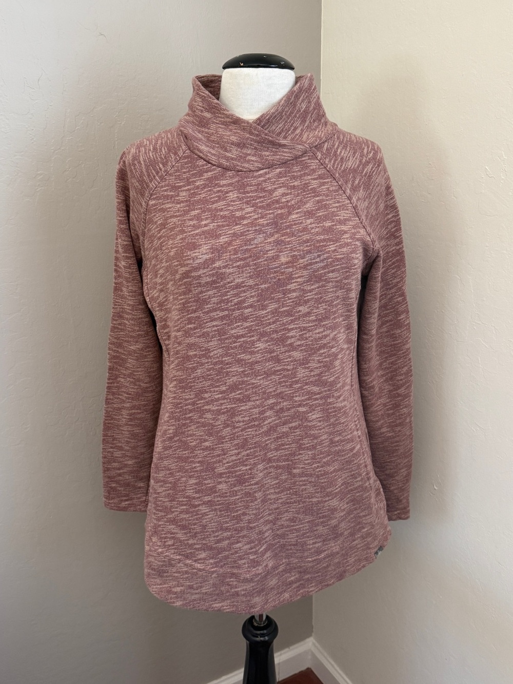 Prana Heathered Rose Cowl Neck Pullover size Medium